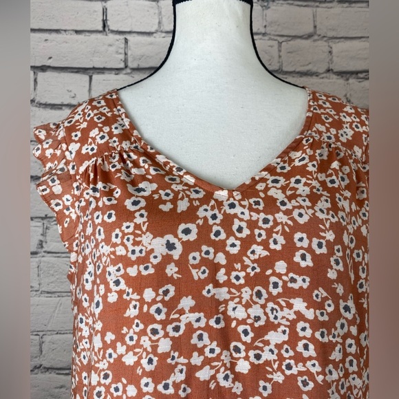 Vera Wang Orange Floral Boho Maxi Dress Sun Dress with Belt size Medium - Picture 4 of 12